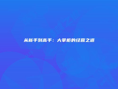 从新手到高手：大掌柜的经营之道