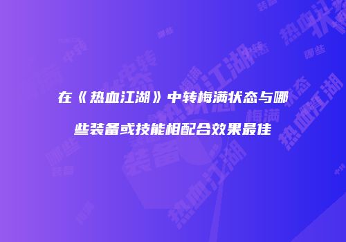 在《热血江湖》中转梅满状态与哪些装备或技能相配合效果最佳