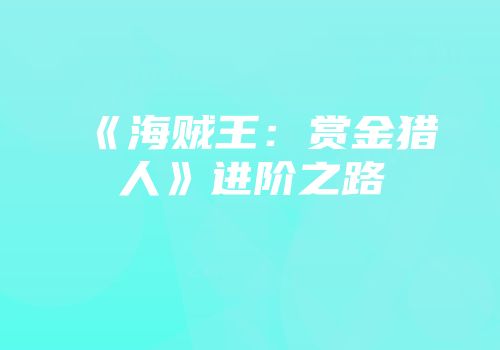 《海贼王：赏金猎人》进阶之路