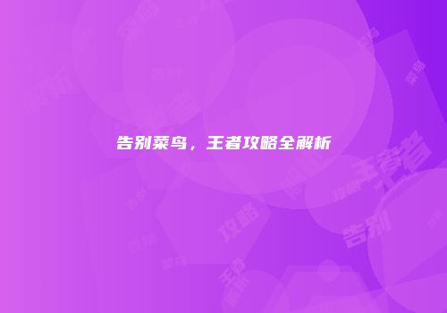 告别菜鸟，王者攻略全解析