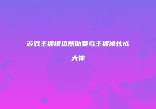 游戏主播模拟器助菜鸟主播修炼成大神