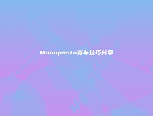 Monoposto赛车技巧分享