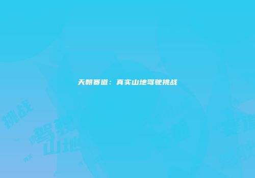 天朝赛道：真实山地驾驶挑战