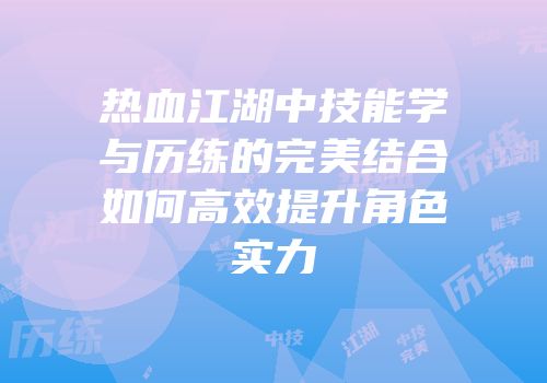 热血江湖中技能学与历练的完美结合如何高效提升角色实力