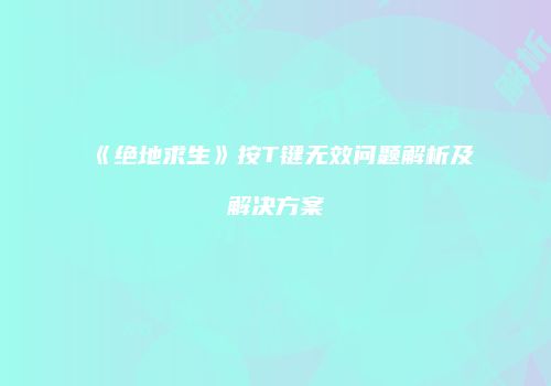 《绝地求生》按T键无效问题解析及解决方案