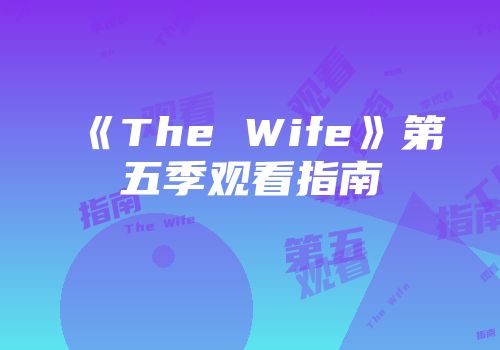 《The Wife》第五季观看指南