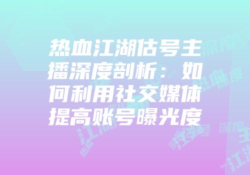 热血江湖估号主播深度剖析：如何利用社交媒体提高账号曝光度