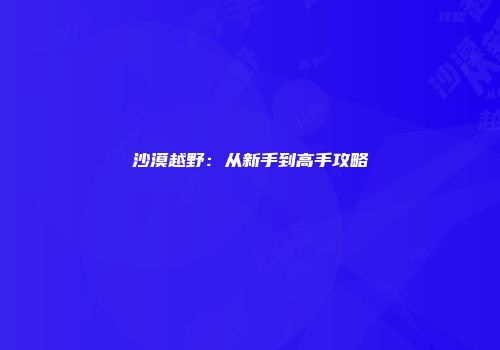 沙漠越野：从新手到高手攻略