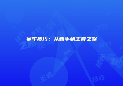 赛车技巧：从新手到王者之路