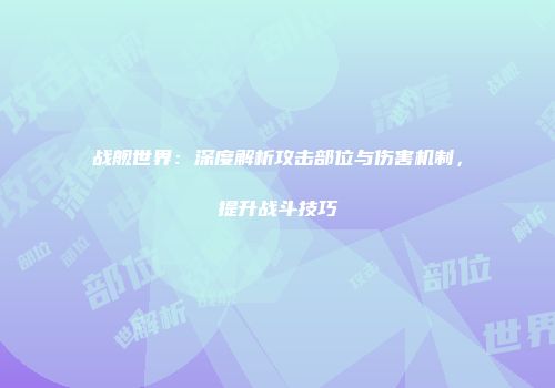 战舰世界：深度解析攻击部位与伤害机制，提升战斗技巧