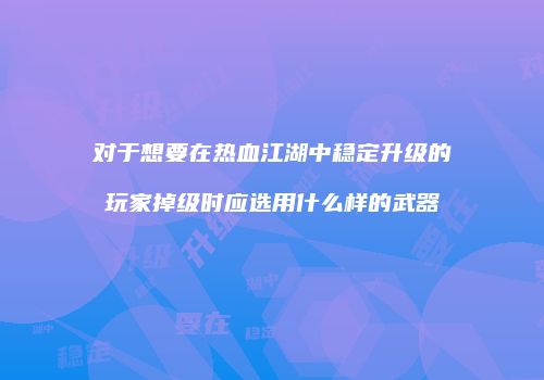 对于想要在热血江湖中稳定升级的玩家掉级时应选用什么样的武器