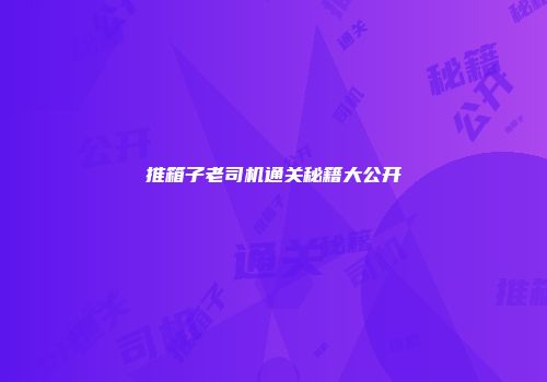 推箱子老司机通关秘籍大公开