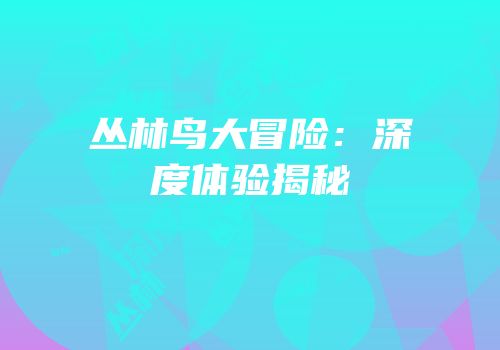 丛林鸟大冒险：深度体验揭秘