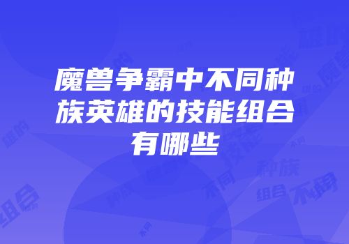 魔兽争霸中不同种族英雄的技能组合有哪些