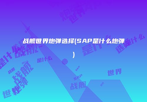 战舰世界炮弹选择(SAP是什么炮弹)