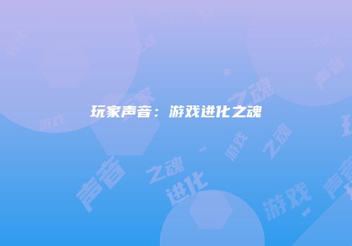 玩家声音：游戏进化之魂