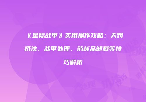 《星际战甲》实用操作攻略：天罚扔法、战甲处理、消耗品卸载等技巧解析