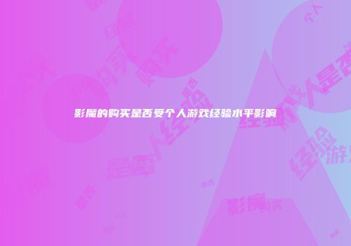 影魔的购买是否受个人游戏经验水平影响