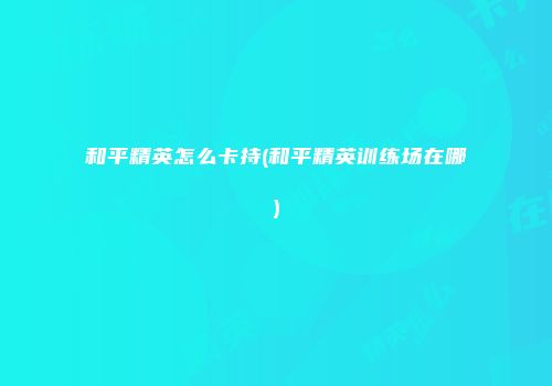 和平精英怎么卡持(和平精英训练场在哪)