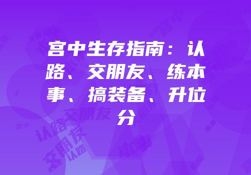 宫中生存指南：认路、交朋友、练本事、搞装备、升位分