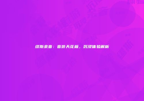 缪斯余音：音游天花板，沉浸体验解析