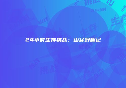 24小时生存挑战：山谷野趣记