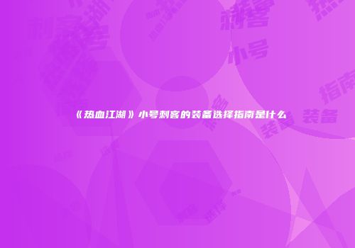 《热血江湖》小号刺客的装备选择指南是什么