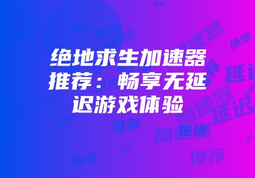 绝地求生加速器推荐：畅享无延迟游戏体验