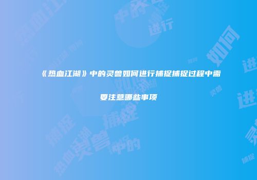 《热血江湖》中的灵兽如何进行捕捉捕捉过程中需要注意哪些事项