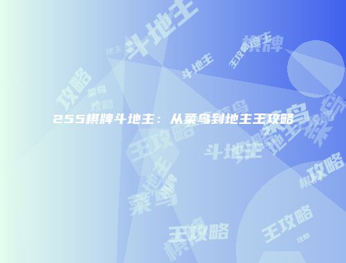 255棋牌斗地主：从菜鸟到地主王攻略