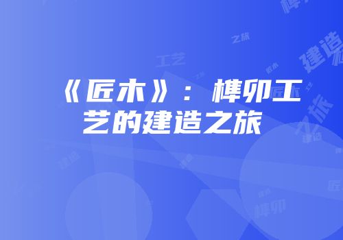 《匠木》：榫卯工艺的建造之旅