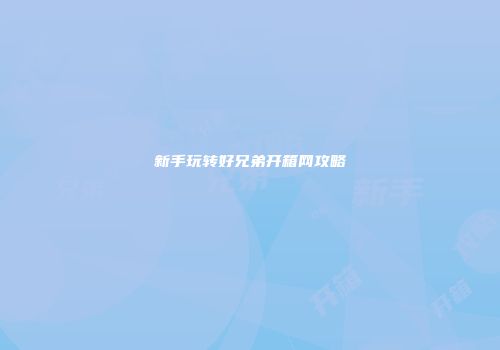 新手玩转好兄弟开箱网攻略