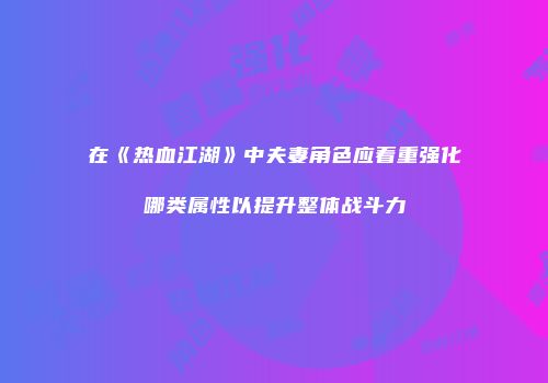 在《热血江湖》中夫妻角色应着重强化哪类属性以提升整体战斗力