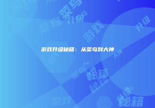 游戏升级秘籍：从菜鸟到大神