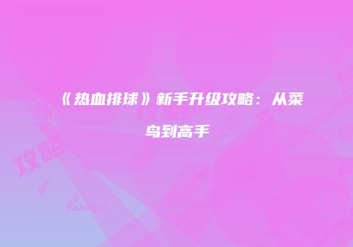《热血排球》新手升级攻略：从菜鸟到高手