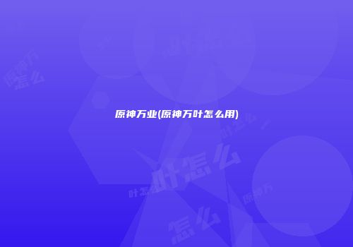 原神万业(原神万叶怎么用)
