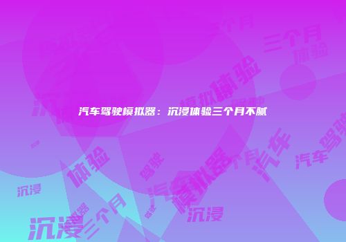汽车驾驶模拟器：沉浸体验三个月不腻