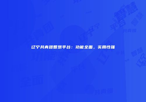 辽宁共青团智慧平台：功能全面，实用性强