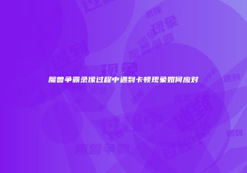 魔兽争霸录像过程中遇到卡顿现象如何应对