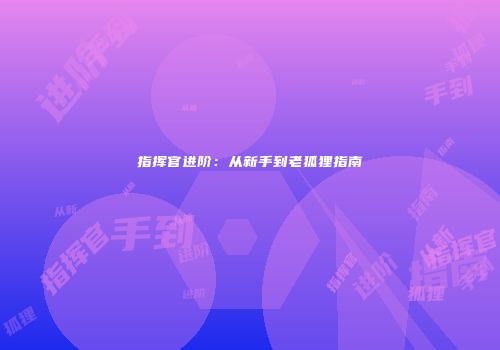 指挥官进阶：从新手到老狐狸指南