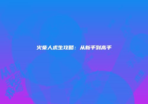 火柴人求生攻略：从新手到高手