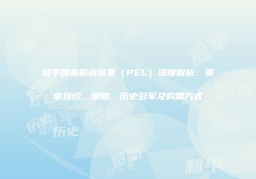 和平精英职业联赛（PEL）深度解析：赛事组织、赞助、历史冠军及购票方式