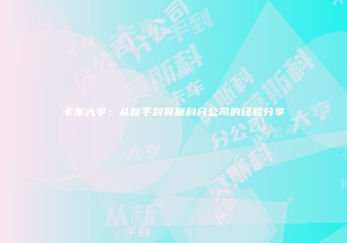 卡车大亨：从新手到莫斯科分公司的经验分享