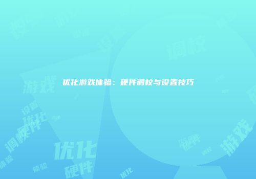 优化游戏体验：硬件调校与设置技巧