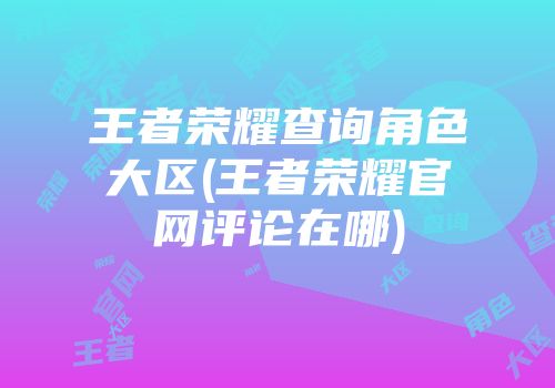 王者荣耀查询角色大区(王者荣耀官网评论在哪)