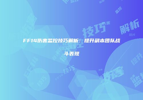 FF14伤害监控技巧解析：提升副本团队战斗表现