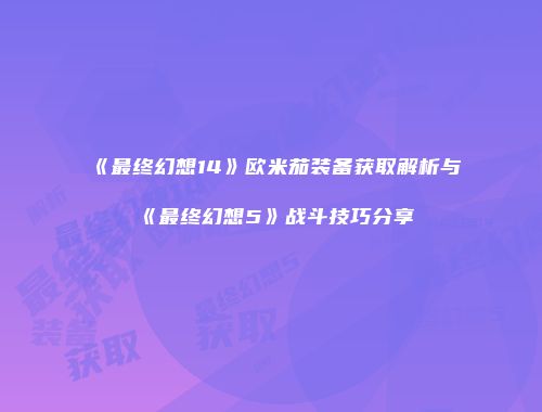 《最终幻想14》欧米茄装备获取解析与《最终幻想5》战斗技巧分享