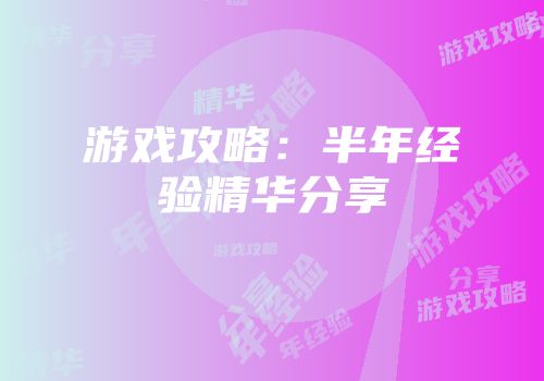 游戏攻略：半年经验精华分享