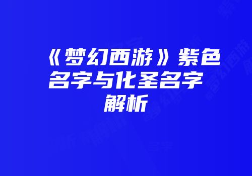 《梦幻西游》紫色名字与化圣名字解析