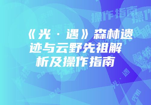 《光·遇》森林遗迹与云野先祖解析及操作指南